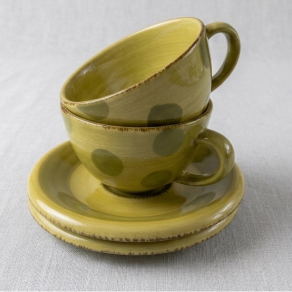 Green Dots Cup & Saucer Set